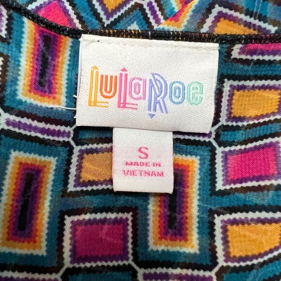 LulaRoe Womens Kimono Shawl Shrug Wrap Sheer Geo Print Fringe Trimmed Small - Picture 6 of 7